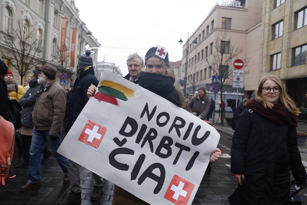 Medikų protesto akcija Vilniuje