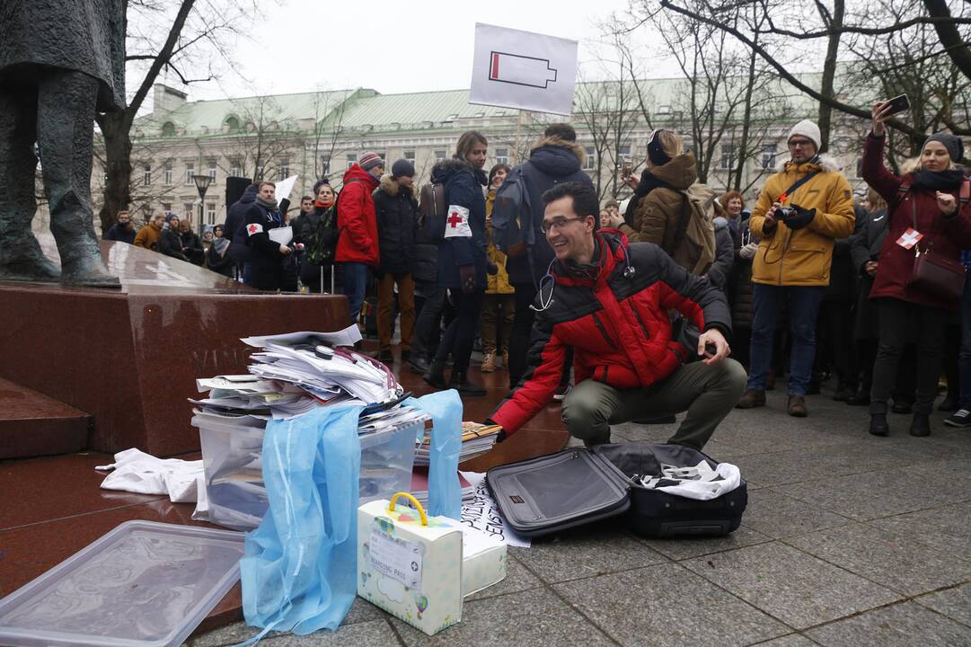 Medikų protesto akcija Vilniuje