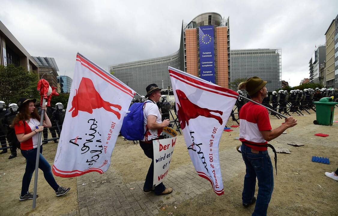 Briuselyje protestavo žemdirbiai