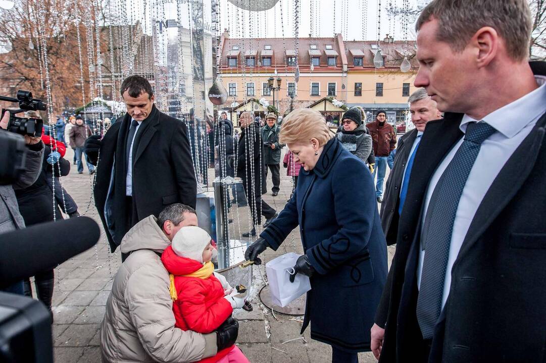 Prezidentė apžiūrėjo Kauno pagrindinę eglę