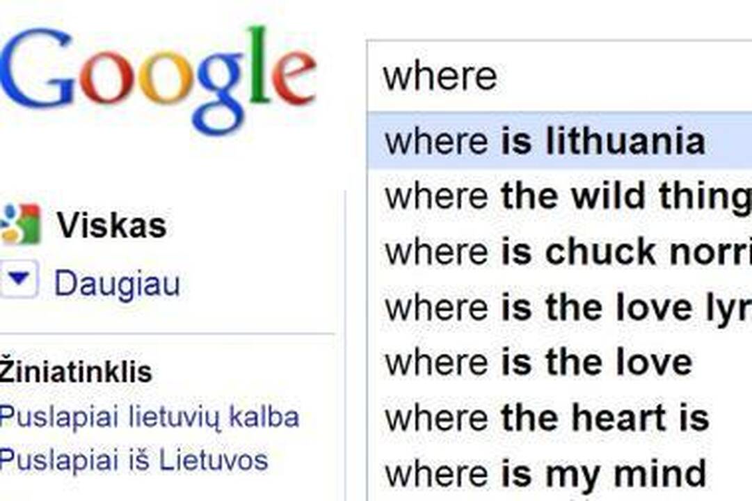 Pirmas tarp "Google": Where is Lithuania