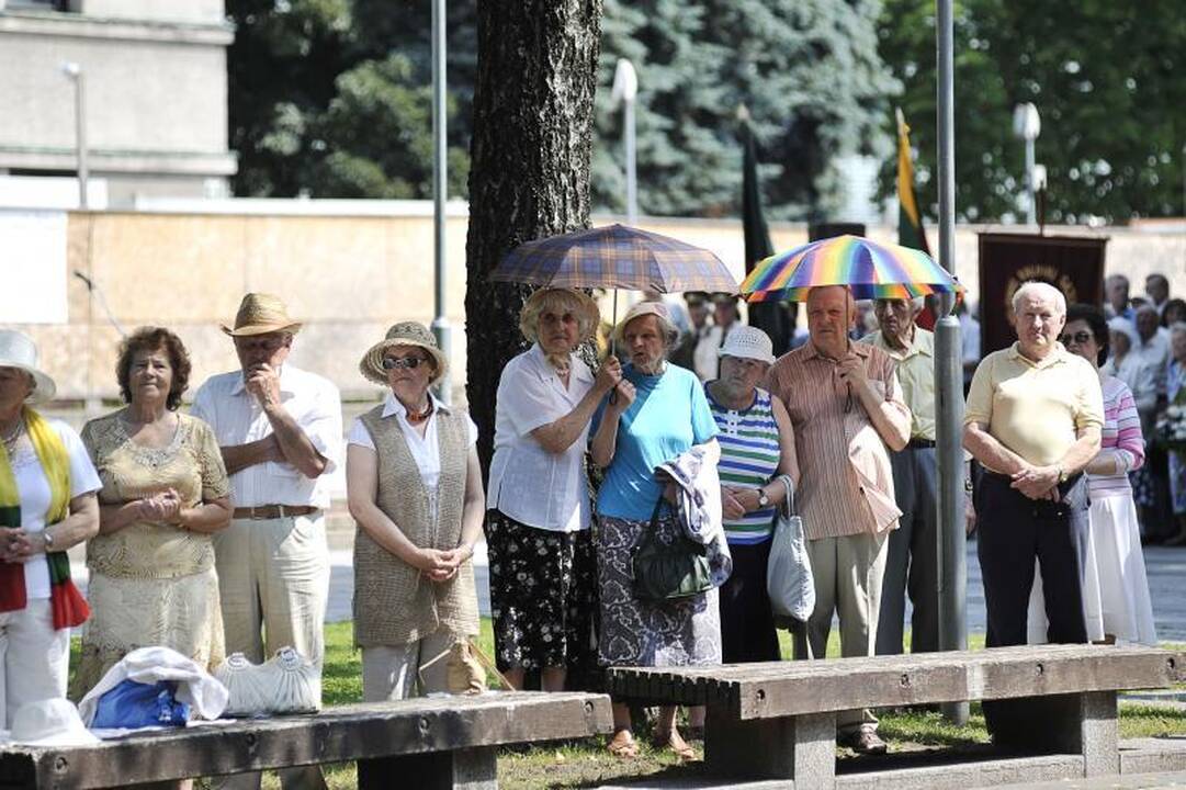 Virš Kauno suplevėsavo Vyčio kryžiaus vėliava