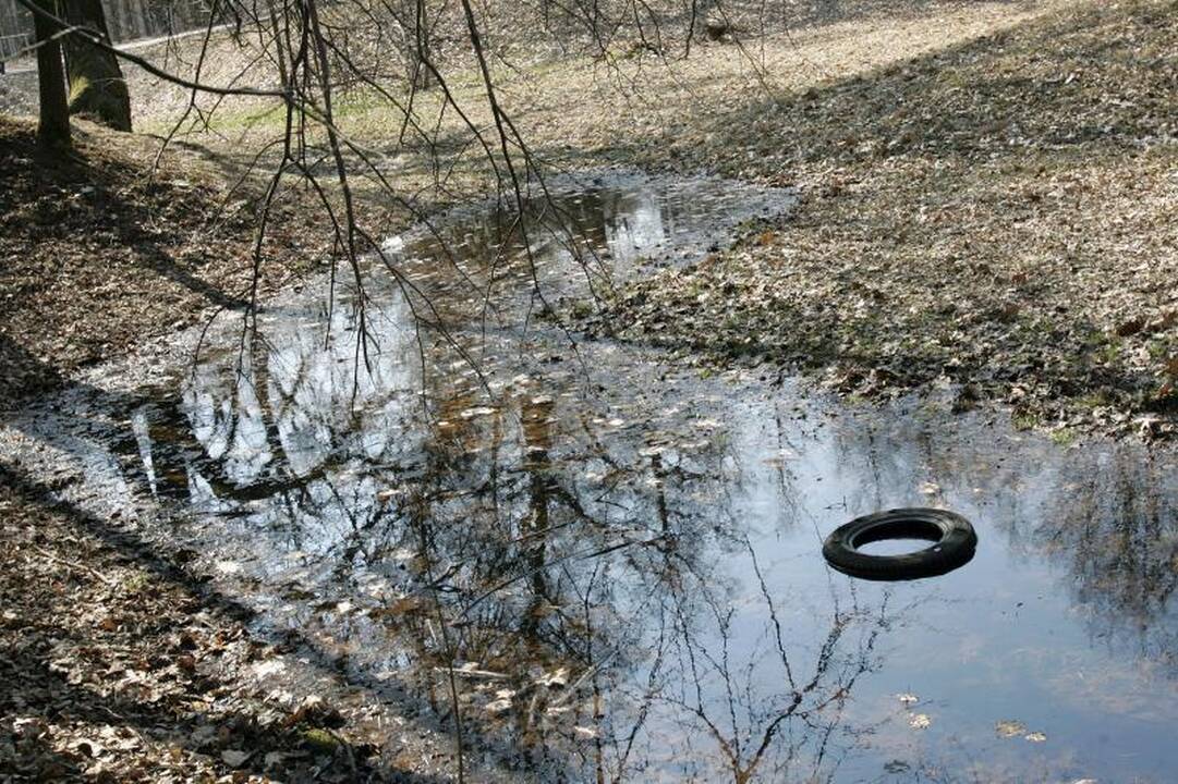 Į pramogų aikšteles Ąžuolyne tenka klampoti per purvyną