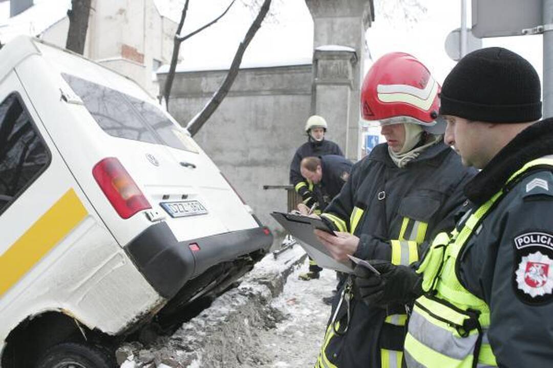 Mikroautobusas prie Vytauto bažnyčios nuvažiavo nuo kelio (papildyta)