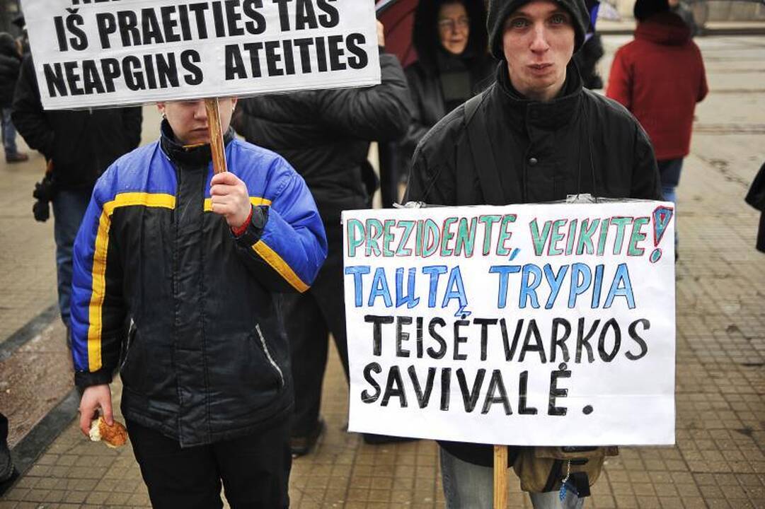 „Drąsiaus kelio“ suburtame mitinge liejosi kaltinimai