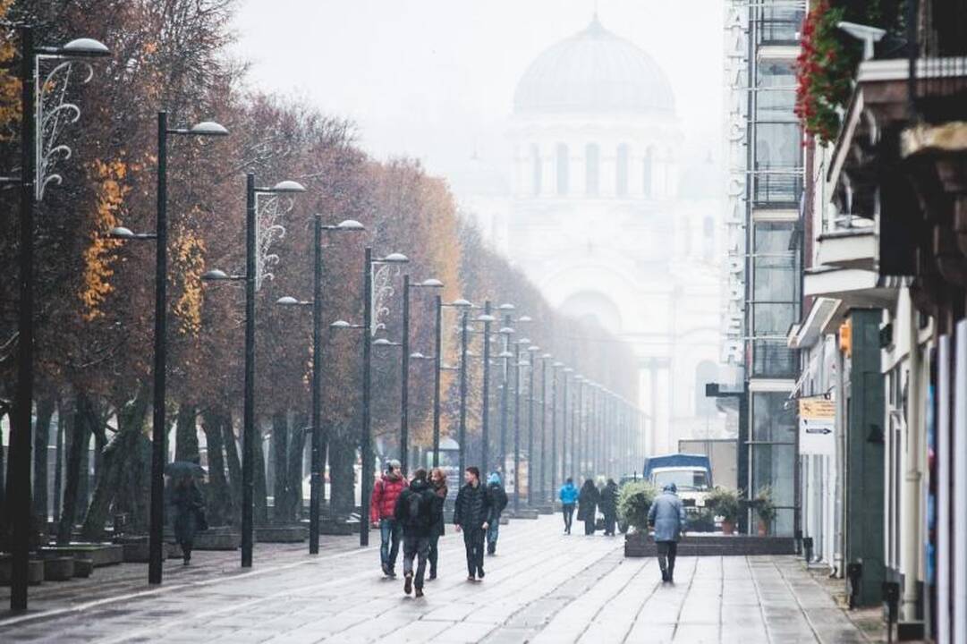 Sniegas         kelininkų     į    Kauno      gatves neišvijo