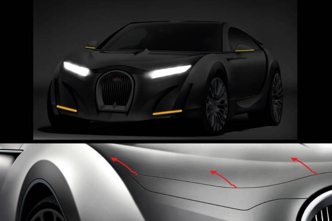„Koncepcinis Bugatti“: kur dingo priekiniai žibintai?