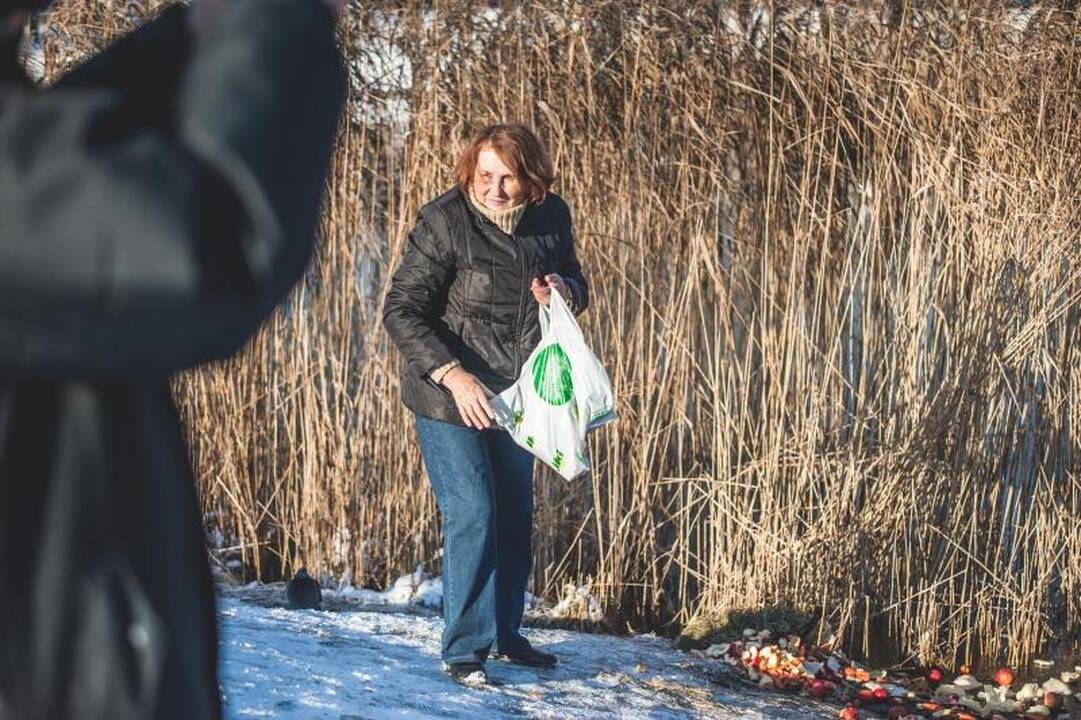 Kalniečių parke nutrijos paliktos ant ledo