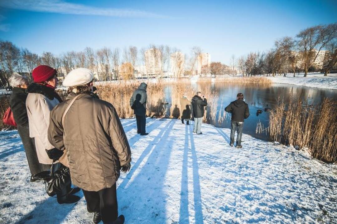 Kalniečių parke nutrijos paliktos ant ledo