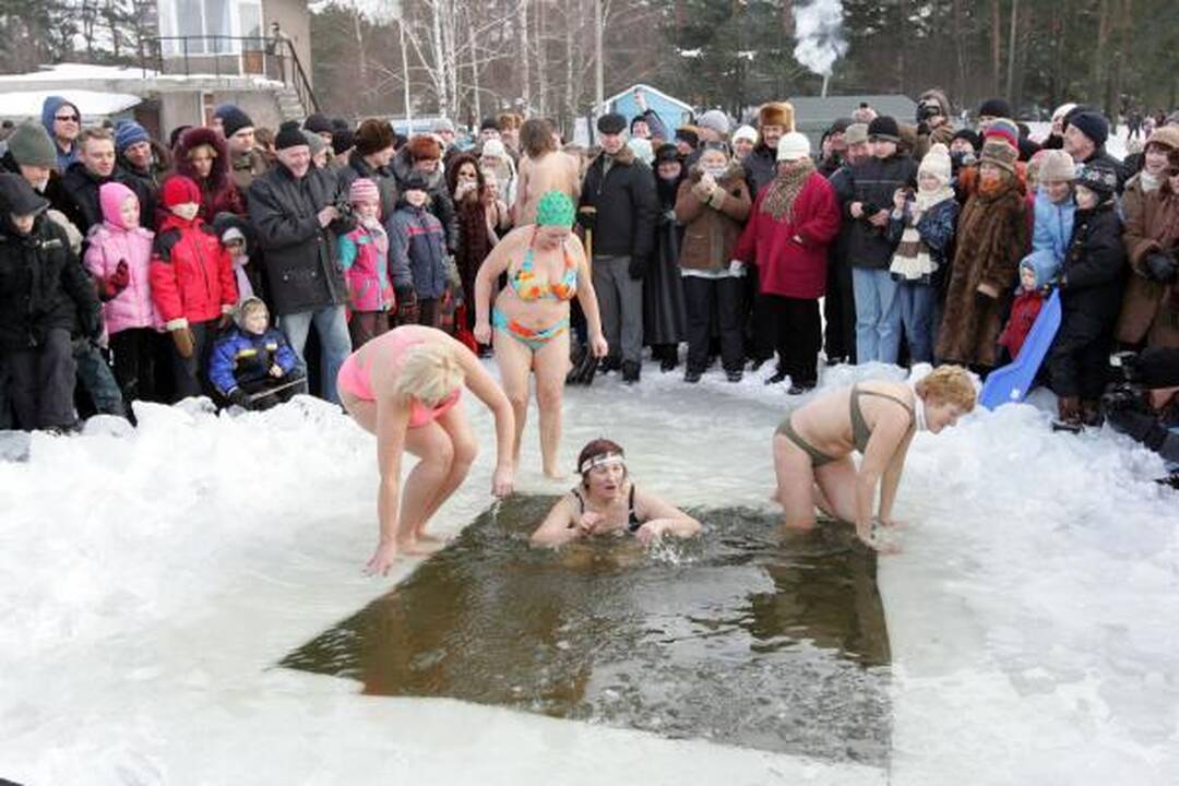 Šalčių nepabūgę ruoniai turškėsi Salotės ežere