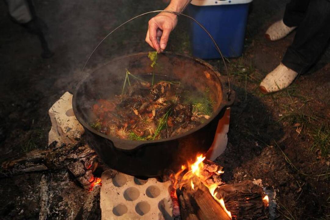 Šimtai vėžiautojų susirinko naktinei medžioklei prie Balsio ežero