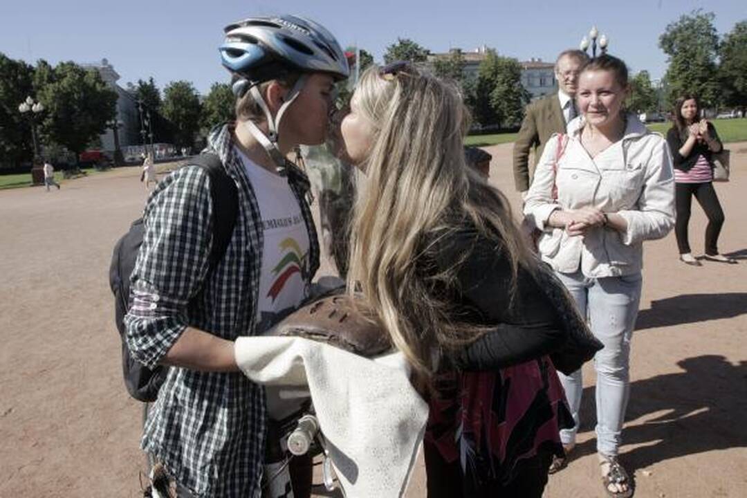 Vilniuje sutikti iš Didžiosios Britanijos dviračiais atvykę lietuviai