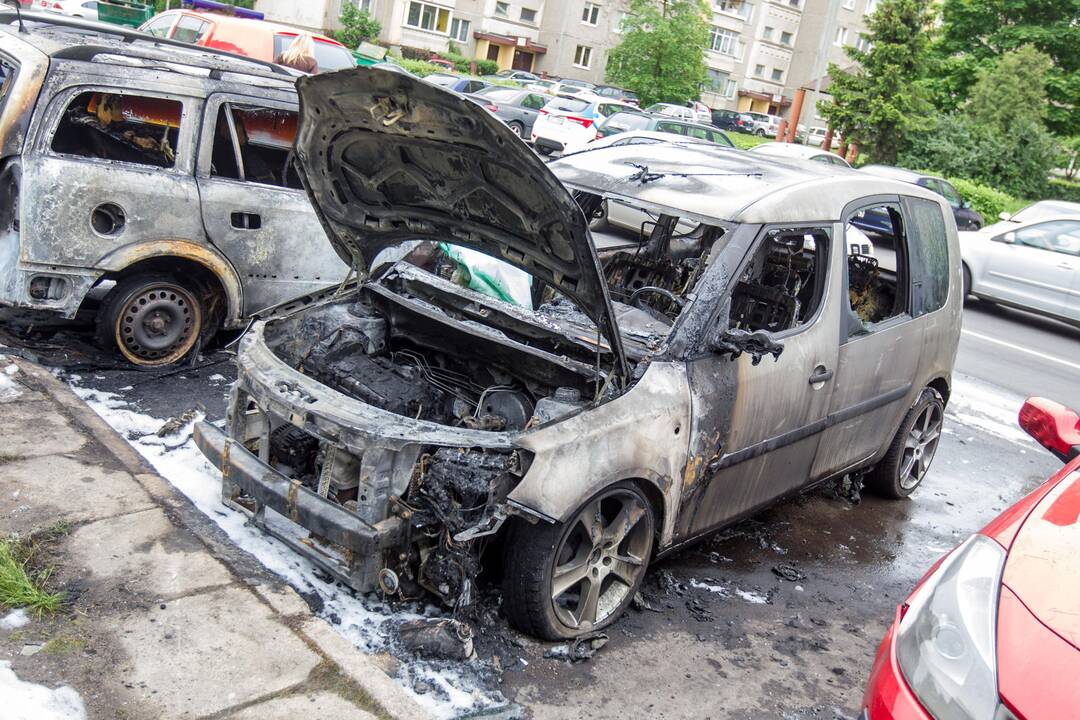 Šarkuvos g. sudegė du automobiliai