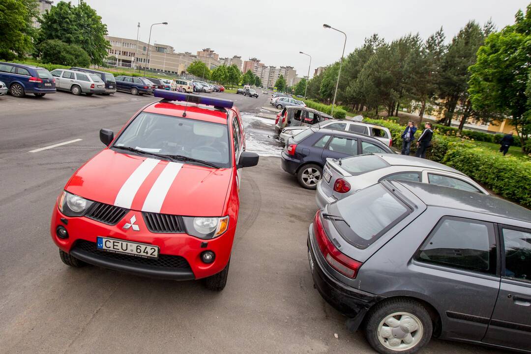 Šarkuvos g. sudegė du automobiliai