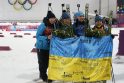 Biatlonininkės Vita Semerenko, Julija Džyma, Olena Pidrušna