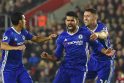 „Chelsea“ žaidėjai Pedro, Diego Costa ir Gary Cahillas