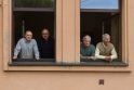 2019 m.: V.Mizaras (iš kairės), A.Stancevičius, R.Martinėnas, A.Šešelgis susitiko pastarojo bute, V.Mykolaičio-Putino gatvėje, kur prieš pusę amžiaus buvo sumanyta įkurti popklubą.