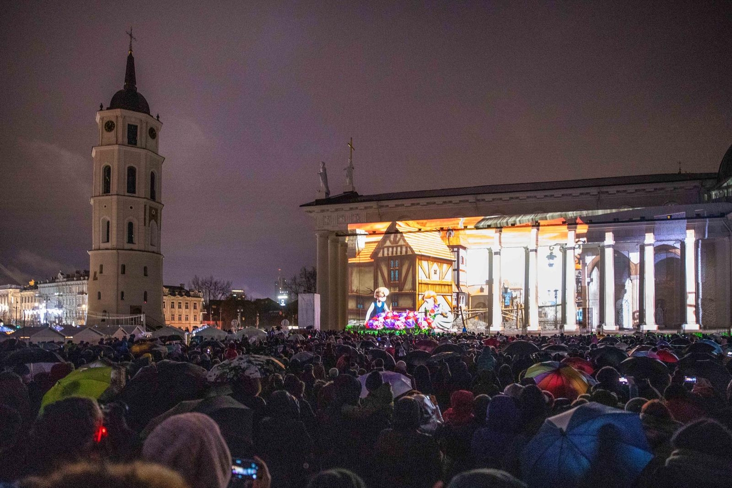 3D pasaka ant Vilniaus katedros sienos