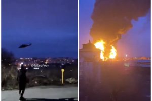Rusijoje po sraigtasparnių antskrydžio liepsnoja naftos bazė: kaltina Ukrainą