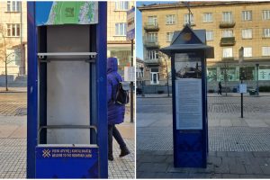 Sulaužytą stendą sutvarkė akimirksniu