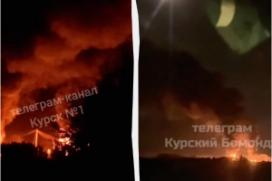 Rusijos Kursko srityje po dronų atakos kilo gaisras naftos saugykloje 