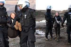 G. Thunberg buvo sulaikyta per protestą Vokietijos anglių kasykloje