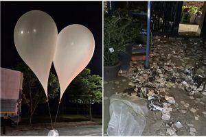 Šiaurės Korėjos propagandinės „dovanėlės“: įspėja neliesti baltų balionų