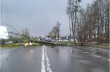 Paryčiais įsisiautėjęs vėjas varto medžius, ugniagesiai sulaukė apie 200 iškvietimų