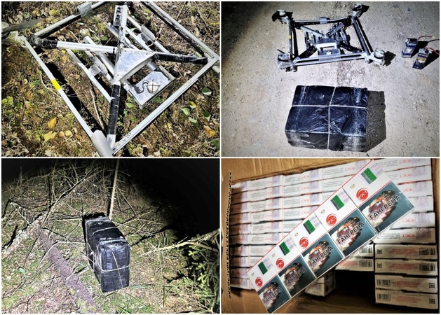 Pasieniečiai nutupdė 500 pakelių cigarečių iš Baltarusijos gabenusį savadarbį droną