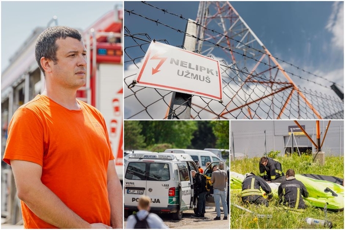 Vilniuje vyras užlipo ant mobiliojo ryšio operatoriaus bokšto: iškėlė Baltarusijos vėliavą