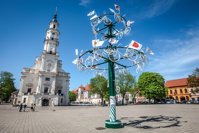 Rotušės aikštę vėl papuošė dviračių medis
