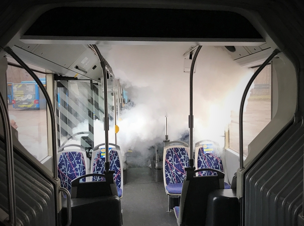 Apsauga nuo COVID-19: „Klaipėdos autobusų parkas“ autobusus dezinfekuoja garu