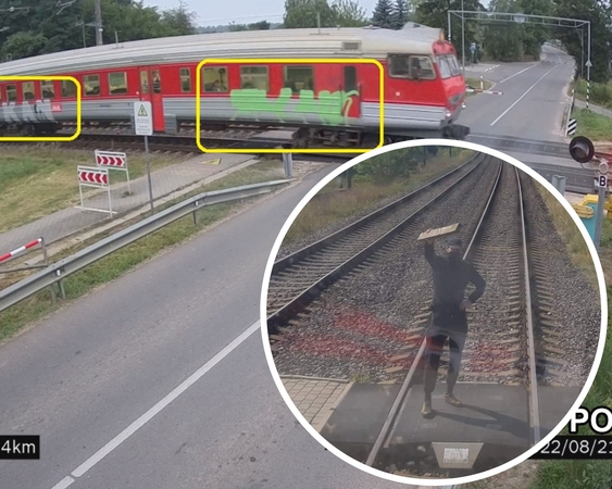 Vilniuje siautėjo kaukėta trijulė: dažais apipurškė traukinio vagonus