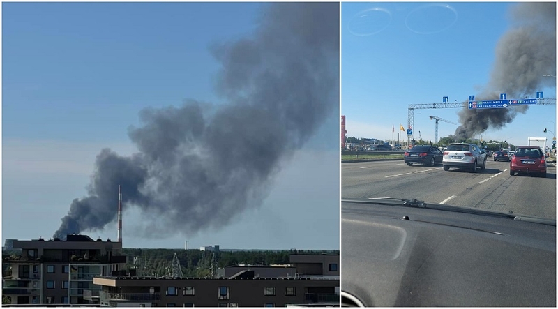 Vilniuje atliekų perdirbimo įmonėje kilo gaisras: ugnį gesina 10 autocisternų