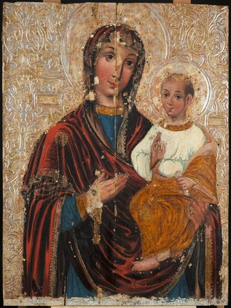 Paberžės Dievo Motinos atvaizdas prieš restauraciją
