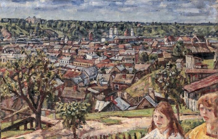 V. Eidukevičiaus darbas. Kauno panorama, vaizdas nuo Žaliakalnio