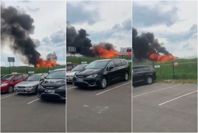Kelyje Vilnius-Ukmergė sudegė BMW