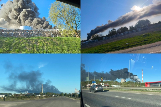 Gariūnuose atvira liepsna degė atliekų tvarkymo gamykloje „Energesman“ esančios šiukšlės