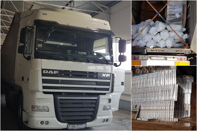 Šalčininkų kelio poste sulaikyta daugiau kaip milijono eurų vertės cigarečių kontrabanda