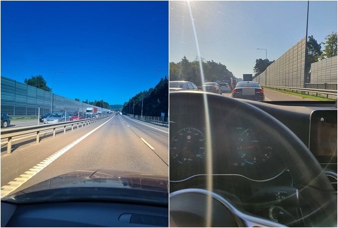 Dėl avarijos prie įvažiavimo į autostradą Vilniuje nusidriekė milžiniška spūstis