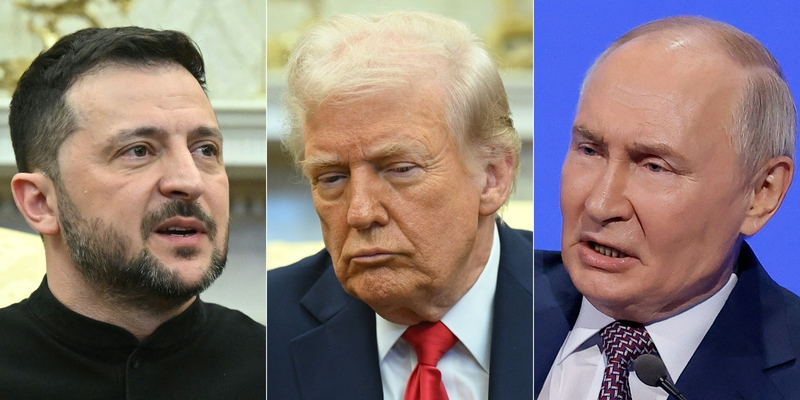 Volodymyras Zelenskis, Donaldas Trumpas ir Vladimiras Putinas