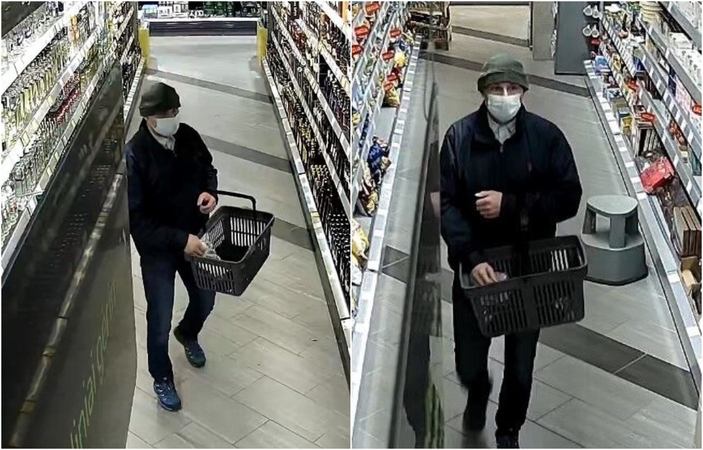 Pareigūnai ieško, kas iš parduotuvės pasiėmė butelį ir išėjo nesusimokėjęs