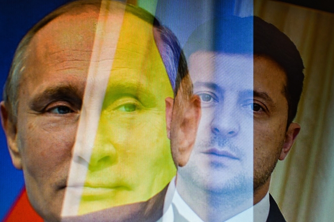 Vladimiras Putinas ir Volodymyras Zelenskis