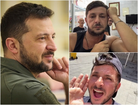 Volodymyras Zelenskis (kairėje) ir Gigi Pescheria (dešinėje)
