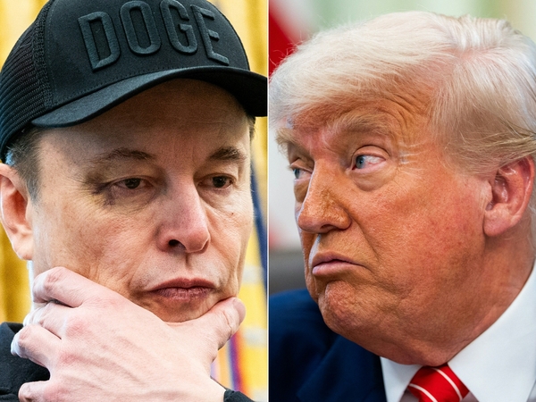 Elonas Muskas (kairėje) ir Donaldas Trumpas