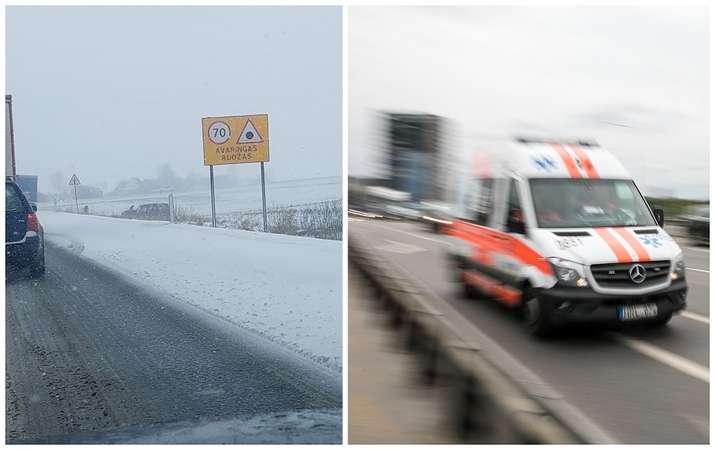 Marijampolės rajone susidūrė visureigis ir vilkikas: nukentėjo vairuotojas ir nėščioji
