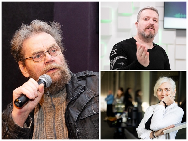 Andrius Kulikauskas (kairėje), Deivydas Zvonkus ir Ilona Balsytė
