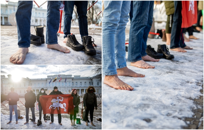 Į protestą susirinkę „Basi tėčiai“: vaikai tampa politinių žaidimų įkaitais