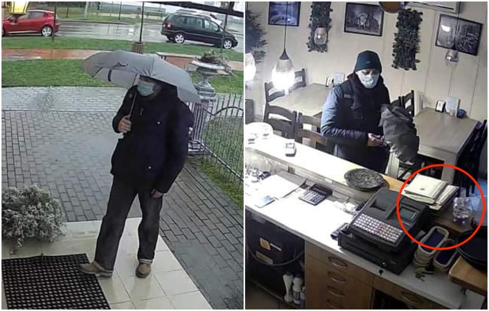 Salantuose darbavosi ilgapirštis: iš picerijos nugvelbė kiaulę-taupyklę (vaizdo įrašas)