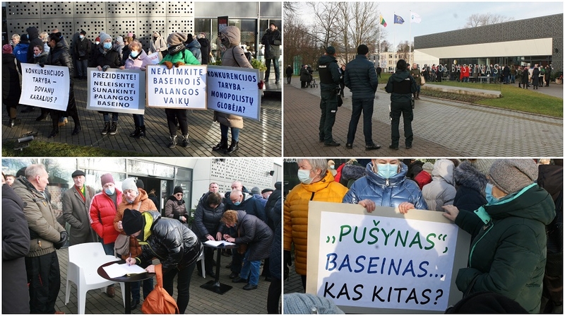Palangoje – protestas prieš „Pušyno“ ir baseino privatizavimą: žmonės piktinosi A. Bilotaite